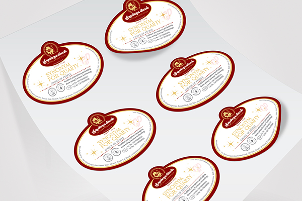 Printed stickers and labels supplied by box manufacturers and packaging companies for commercial use.