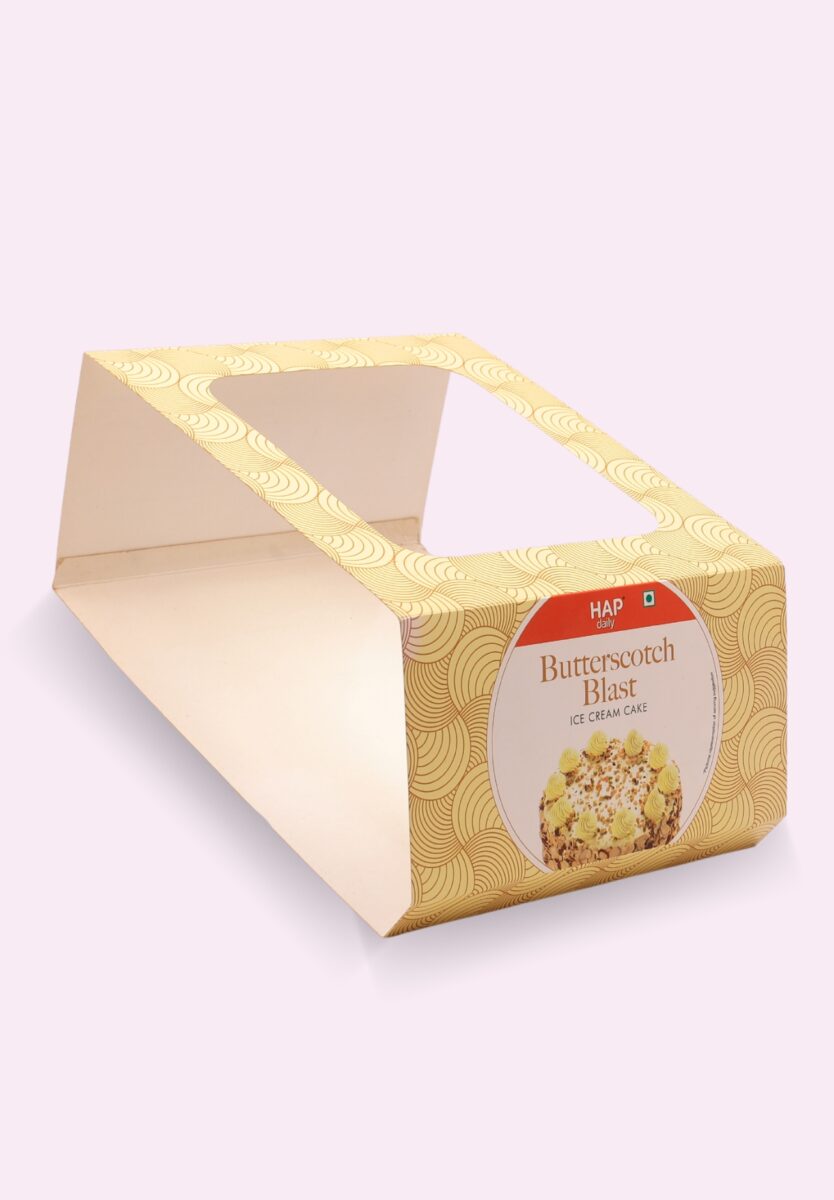 Butterscotch Blast ice cream cake packaging sleeve by custom packaging manufacturers.
