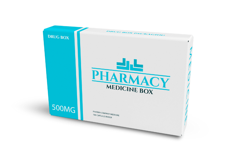 Pharmacy medicine box manufactured by packaging companies offering custom secondary packaging solutions.