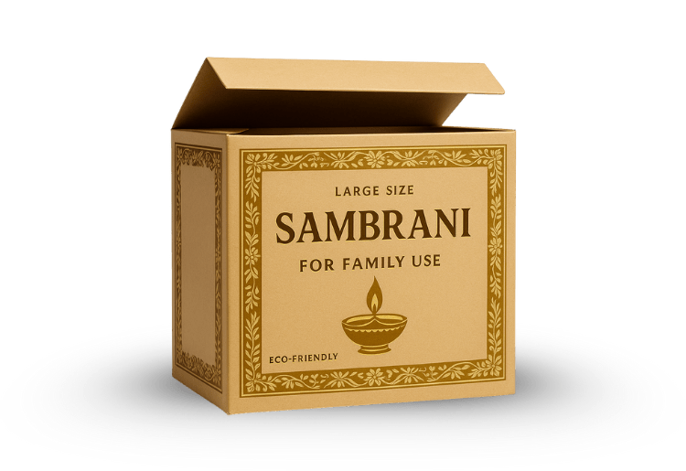 Sambrani packaging box manufactured by packaging companies offering custom packaging solutions.