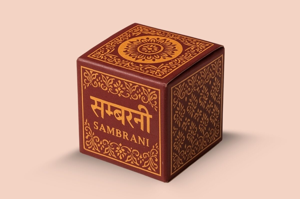 Printed Sambrani box designed by packaging manufacturers and box manufacturers.