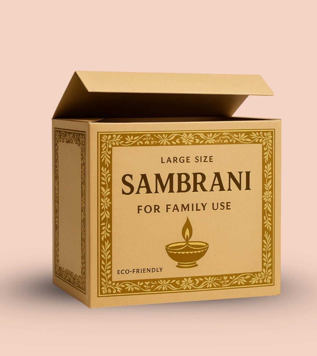 Custom printed Sambrani box by a trusted packaging company.